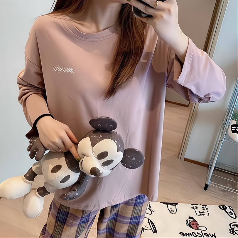 Sweet Feminine All-Season 2 Pcs Women 's Long Sleeve Sleep Set | Color: Style 3 | Image 1