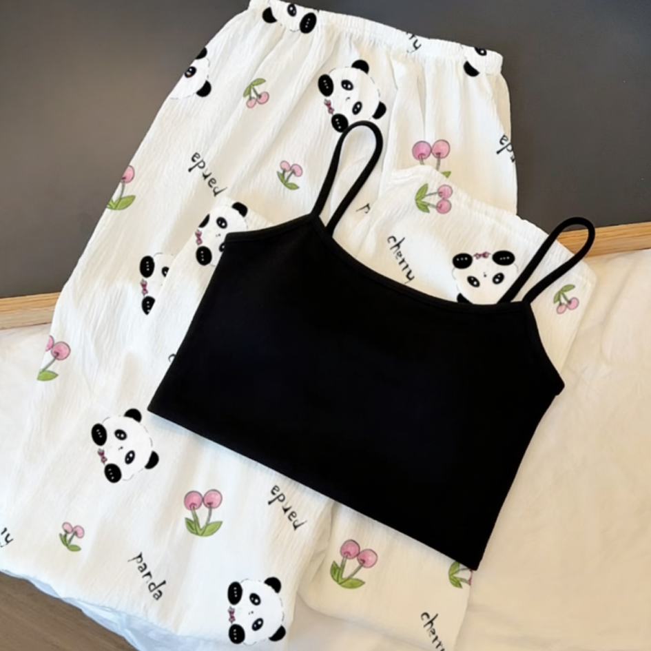 Sweet Feminine Summer 2 Pcs Women 's Sleeveless Sleep Set | Color: Style 1 | Image 2