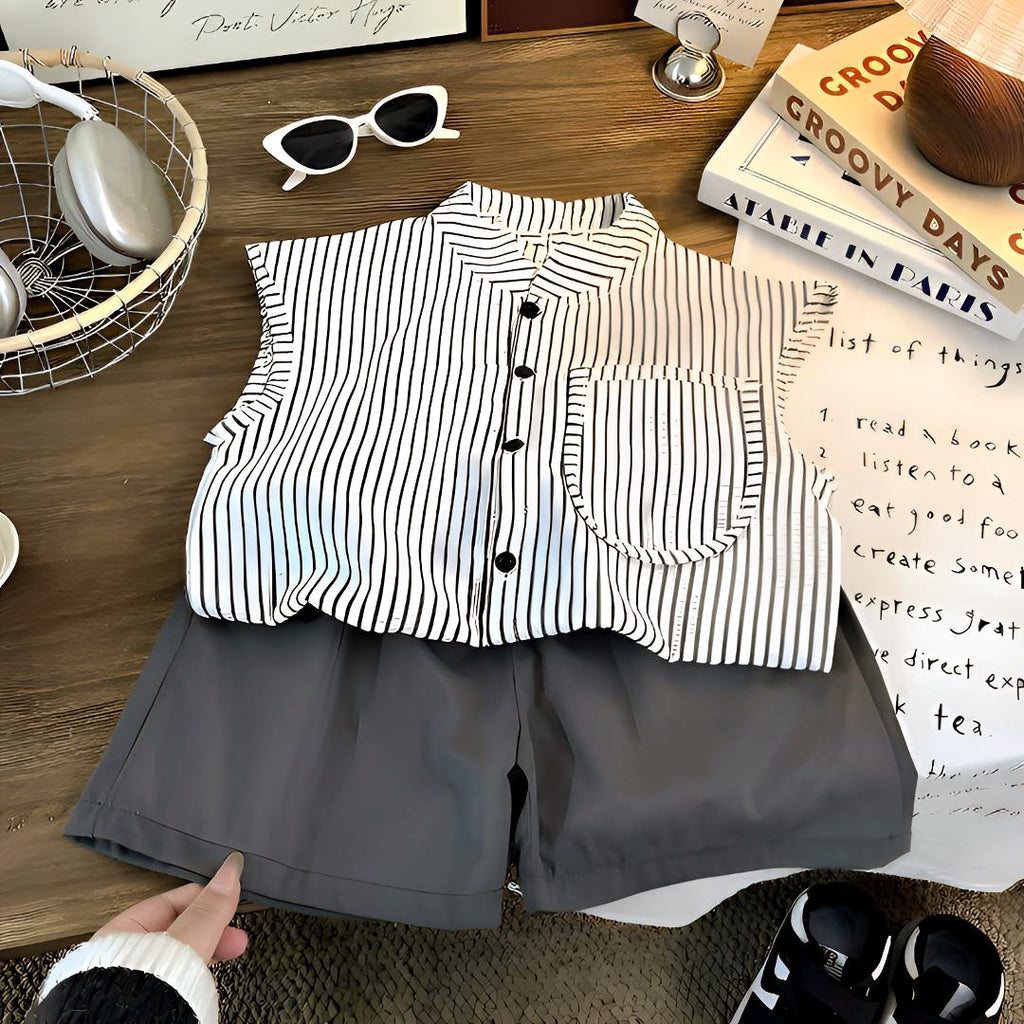 Casual Sporty Summer 2-Piece Boys' Pants Suit, Ages 2-13 | Color: As the Picture | Image 1