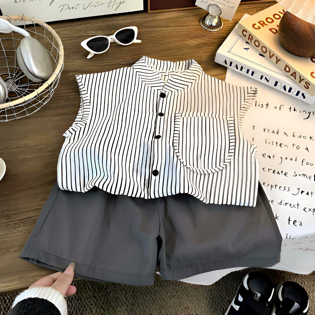 Casual Sporty Summer 2-Piece Boys' Pants Suit, Ages 2-13 | Color: As the Picture | Image 1