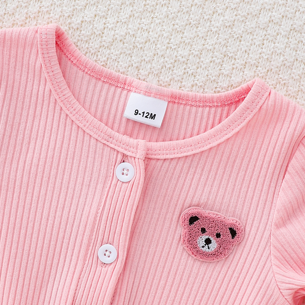Minimalist Autumn Unisex Baby Jumpsuit, Ages 0-6 Months | Color: Pink | Image 2