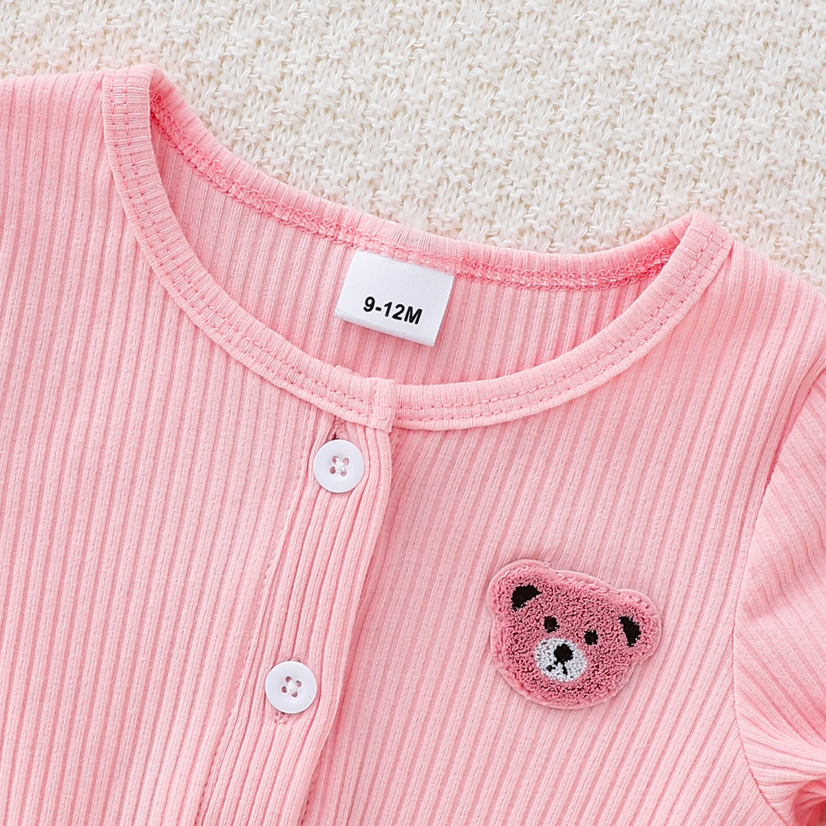 Minimalist Autumn Unisex Baby Jumpsuit, Ages 0-6 Months | Color: Pink | Image 2