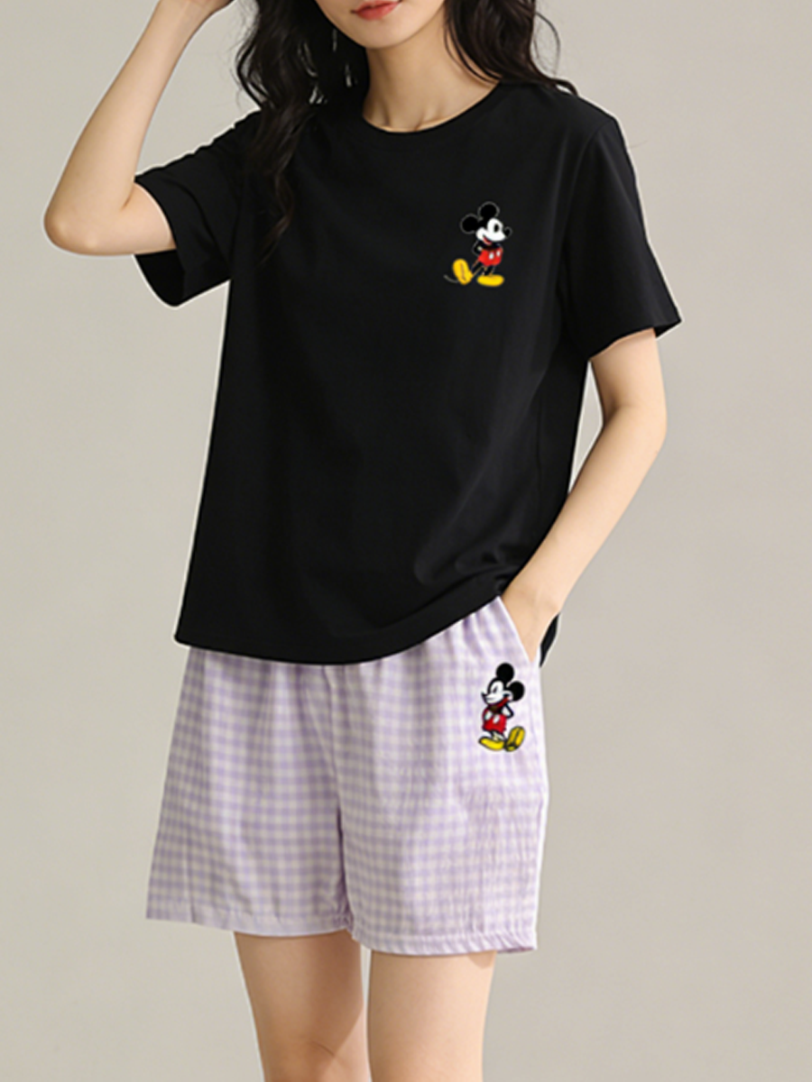 Modern Chic All-Season Sweet Feminine Summer 2 Pcs Women 's Short  Sleeve Sleep Set | Color: Style 2 | Image 1