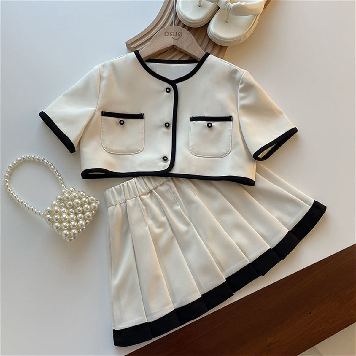Elegant Summer 2-Piece Girls' Dress Suit, Ages 2-9 | Color: Apricot | Image 1