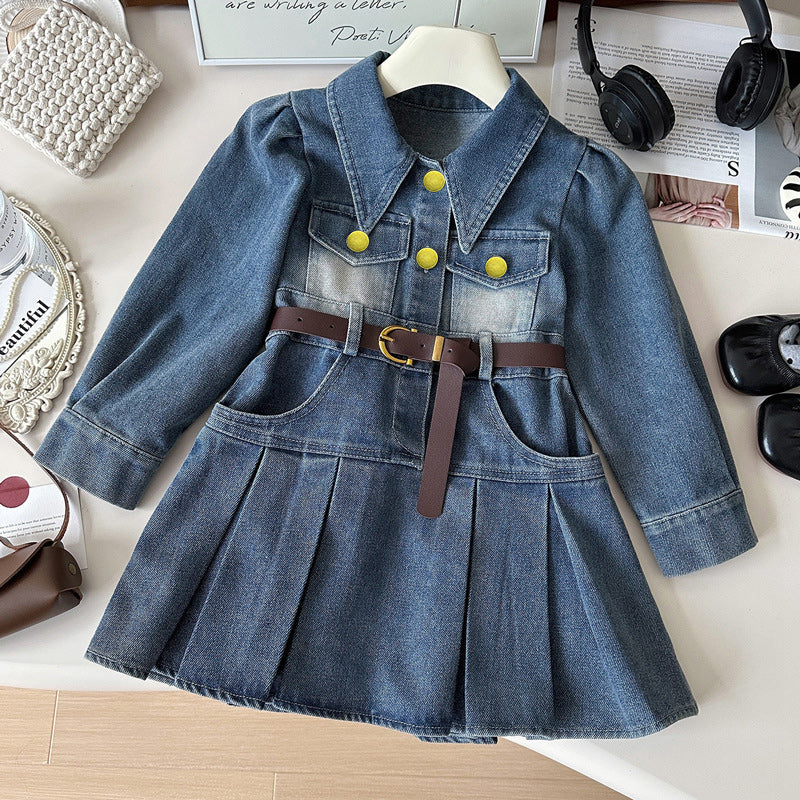 Casual Sporty Autumn 2-Piece Girls' A-Line Dress, Ages 2-9 | Color: Blue | Image 1