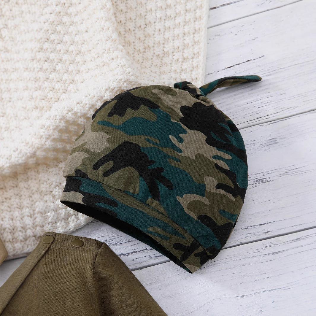 Minimalist Autumn 2-Piece Baby Boys' Jumpsuit, Ages 1-12 Months | Color: Army Green | Image 2