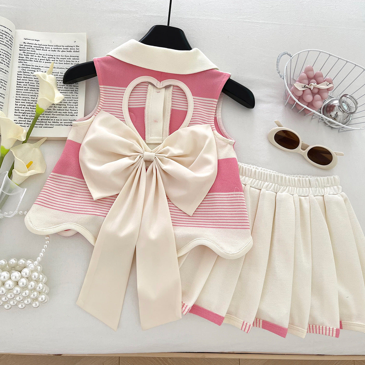 All-Season Sweet & Cute Summer 2-Piece Girls' Dress Suit, Ages 2-9 | Color: Pink | Image 3
