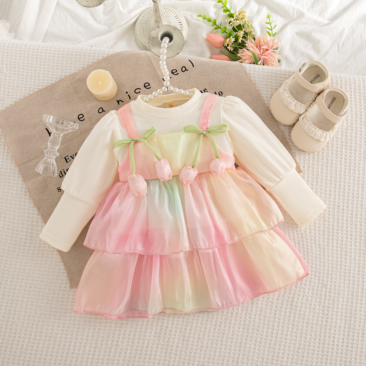 Sweet & Cute Autumn Baby Girls' Dress, Ages 6-24 Months | Color: Pink | Image 1