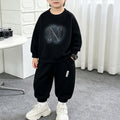Modern Chic All-Season Casual Sporty Autumn 2-Piece Boys' Pants Suit, Ages 2-7 | Color: Black | Image 1