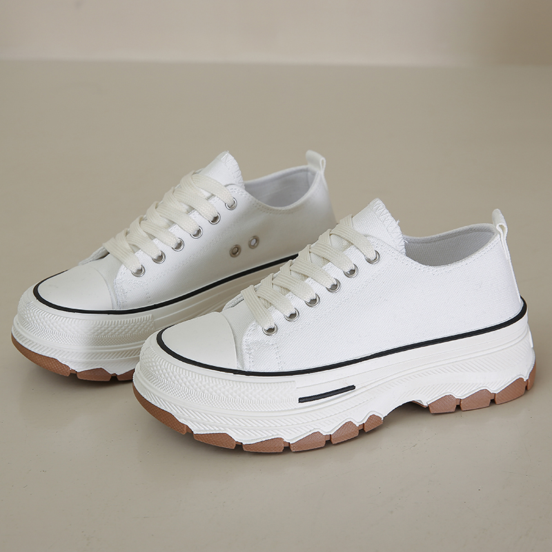 Modern Chic All-Season Denim/Canvas Women's Canvas Shoes | Color: White | Image 3