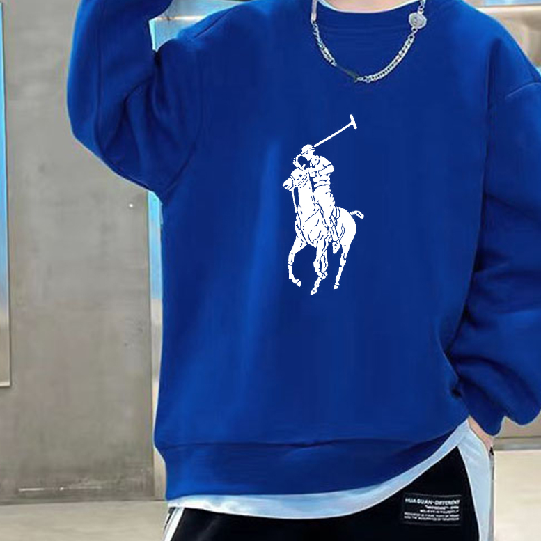 Modern Chic All-Season Minimalist Autumn Boys' Sweatshirt, Ages 4-14 | Color: Blue | Image 2
