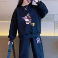 Modern Chic All-Season Minimalist Autumn Girls' Sweatshirt, Ages 3-14 | Color: Black | Image 1