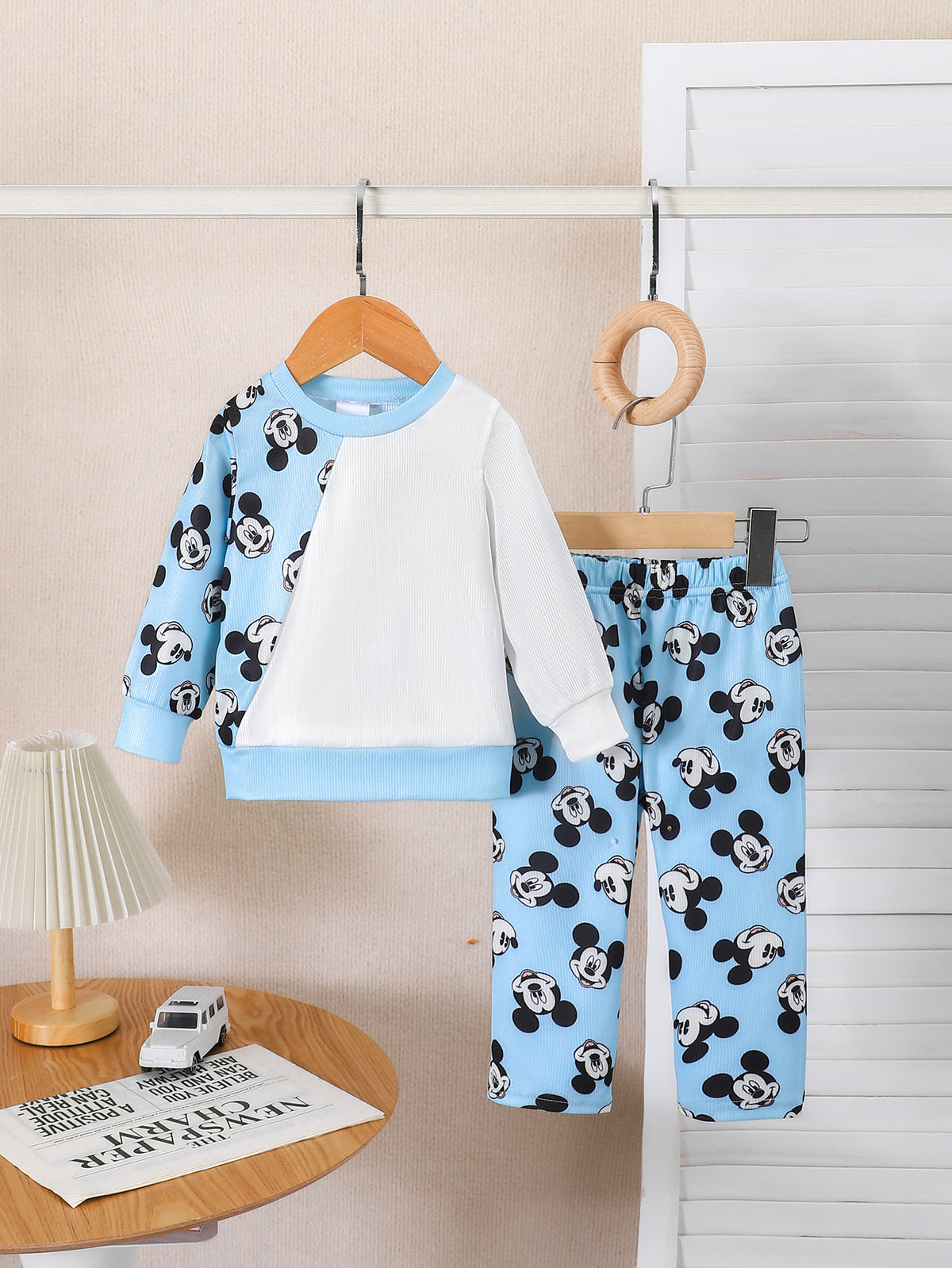 Modern Chic All-Season Casual Sporty Autumn 2-Piece Baby Boys' Pants Suit, Ages 0-24 Months | Color: Blue | Image 1