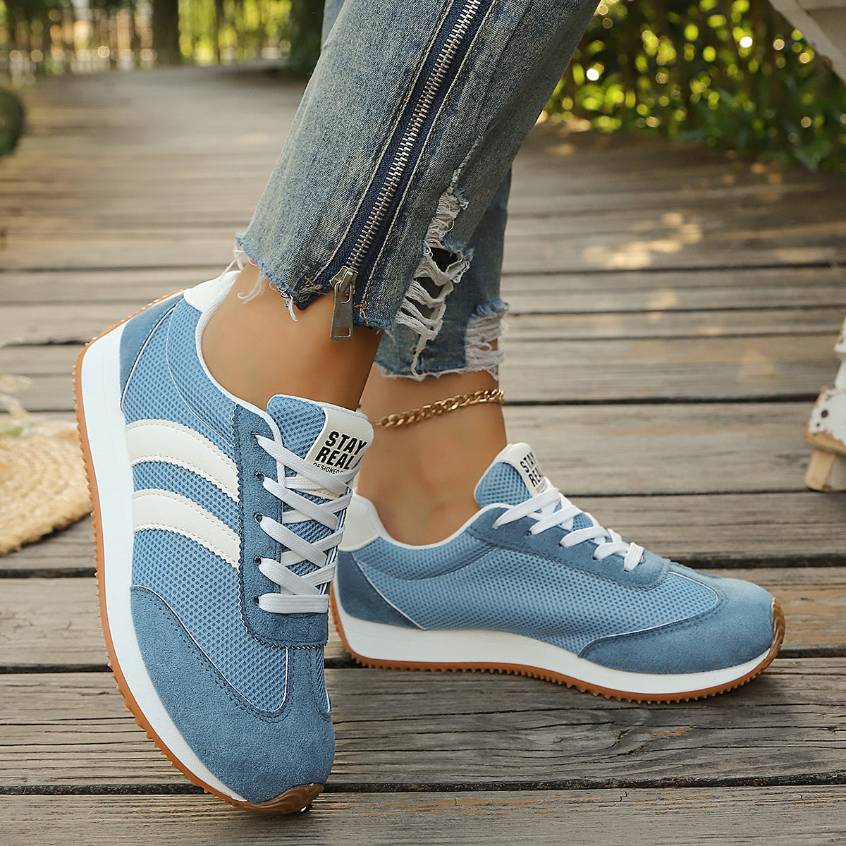 Modern Chic All-Season PU/Artificial Leather/Microfiber Leather Women's Fashion Sneaker | Color: Blue | Image 3