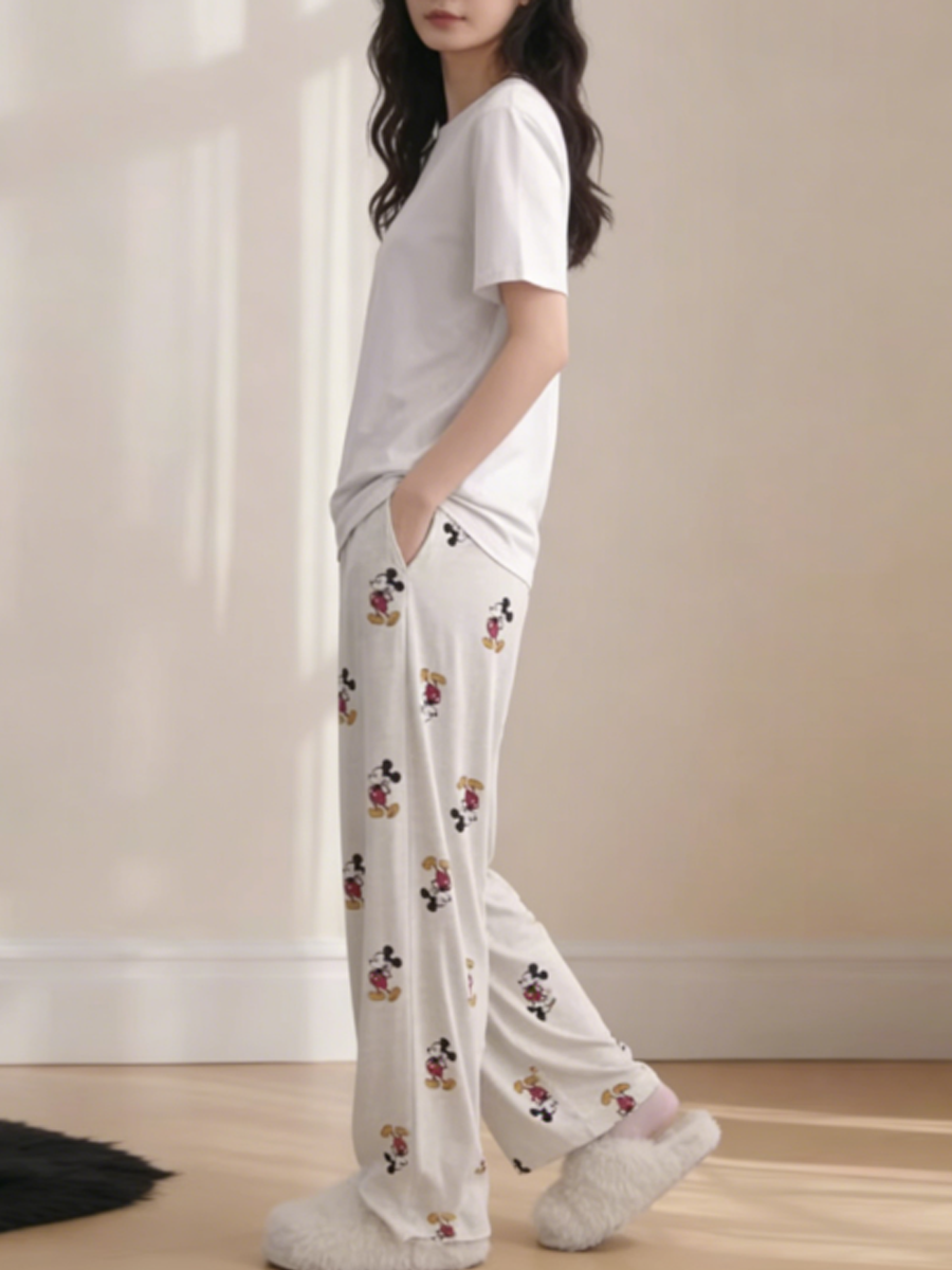 All-Season Sweet & Cute Summer 2 Pcs Women 's Short  Sleeve Sleep Set | Color: Style 2 | Image 1