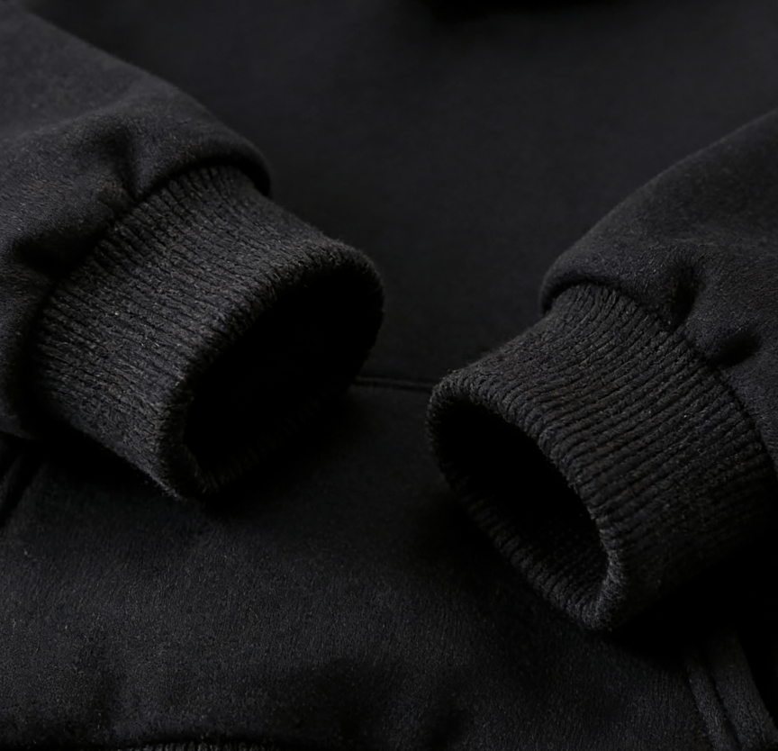 Modern Chic All-Season Minimalist Autumn Boys' Hoodie, Ages 4-14 | Color: Black | Image 2