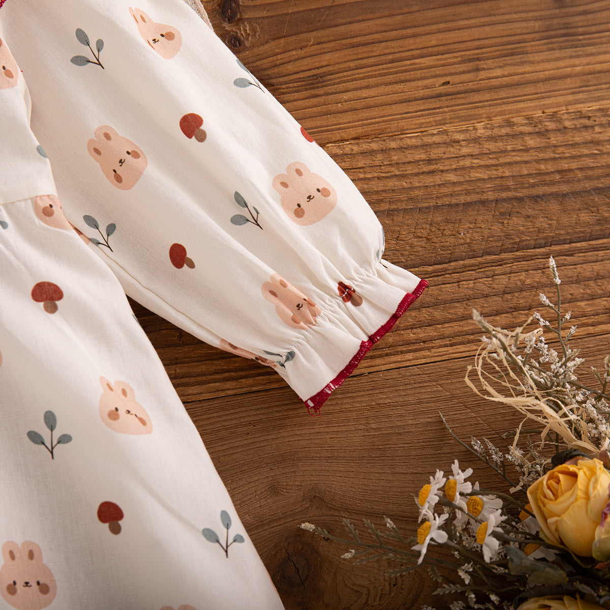 Sweet & Cute Autumn Baby Girls' Dress, Ages 0-24 Months | Color: Beige | Image 2