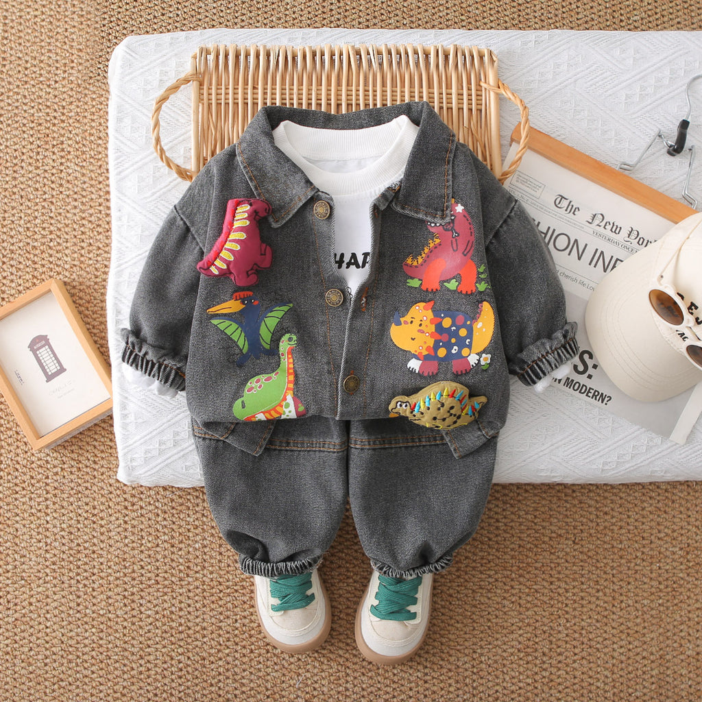 Casual Sporty Autumn 3-Piece Boys' Pants Suit, Ages 2-5 | Color: Grey | Image 1