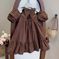 Trendy Summer Girls' A-Line Dress, Ages 2-9 | Color: Coffee | Image 1
