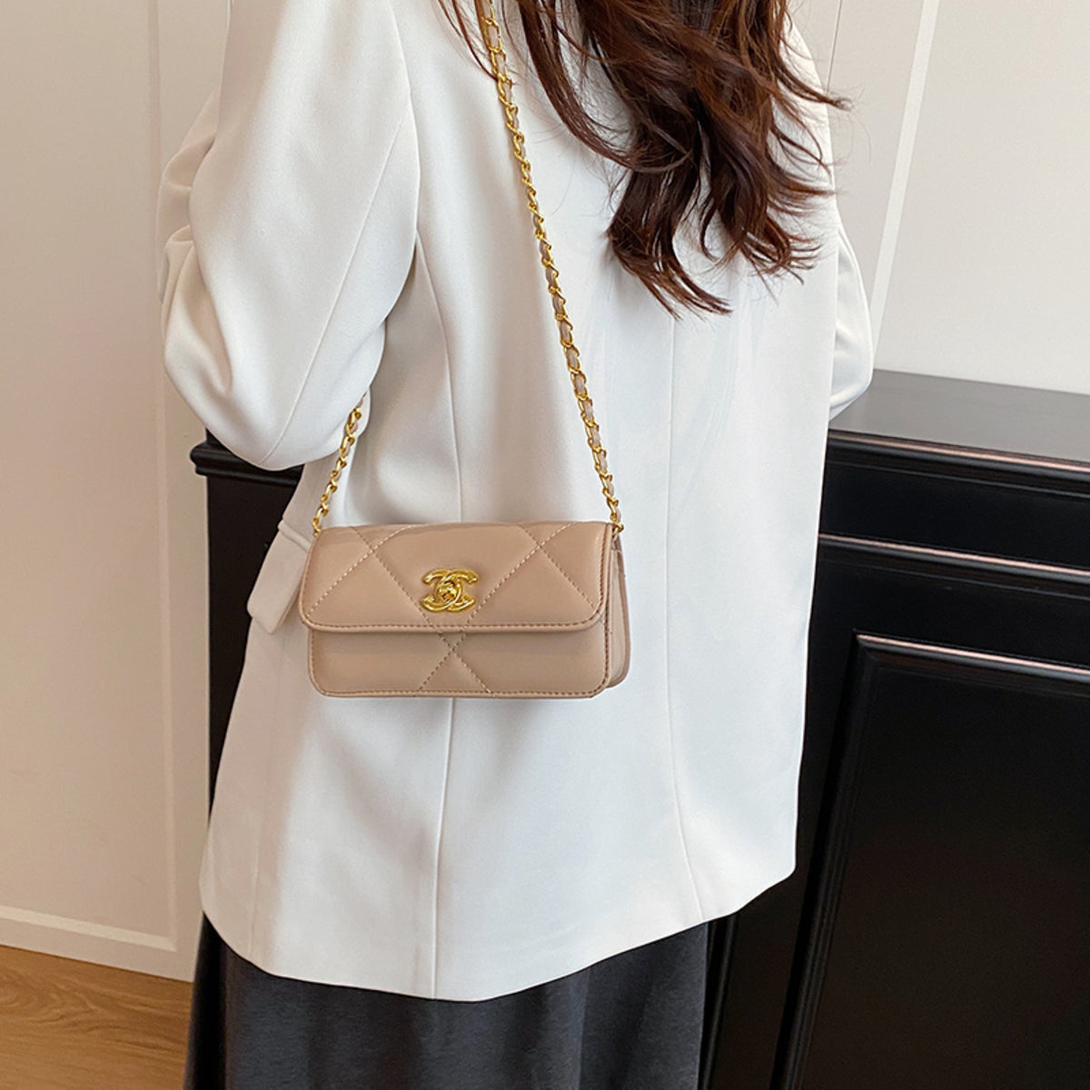 Modern Chic All-Season PU/Artificial Leather/Microfiber Leather Women's Crossbody Bags Other Bags | Color: Khaki | Image 3