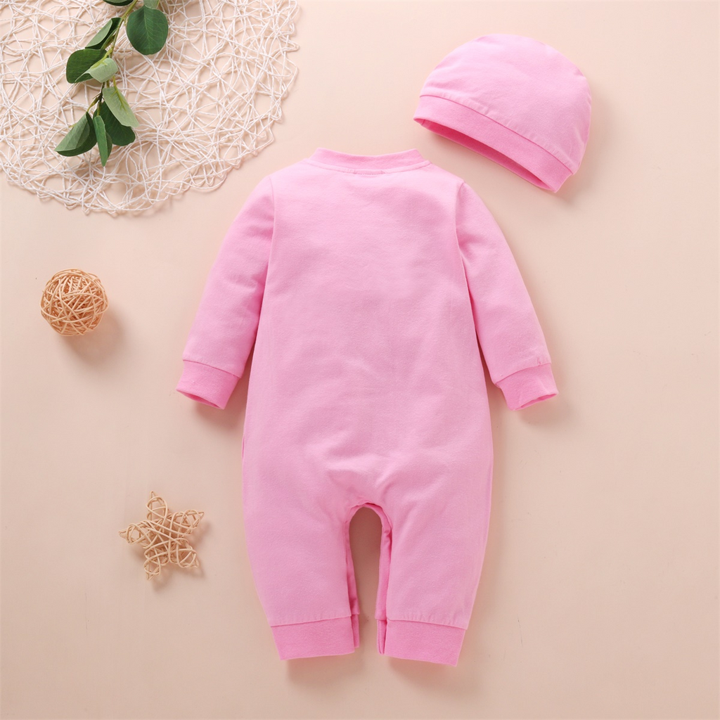 Minimalist Autumn 2-Piece Baby Girls' Jumpsuit, Ages 0-6 Months | Color: Pink | Image 3
