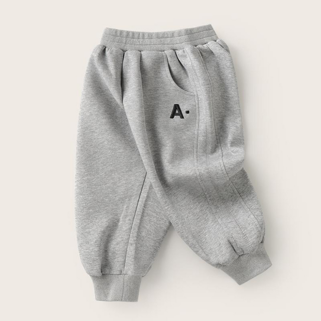 Minimalist Autumn Unisex Kids' Casual Pants, Ages 2-7 | Color: Light Grey | Image 3