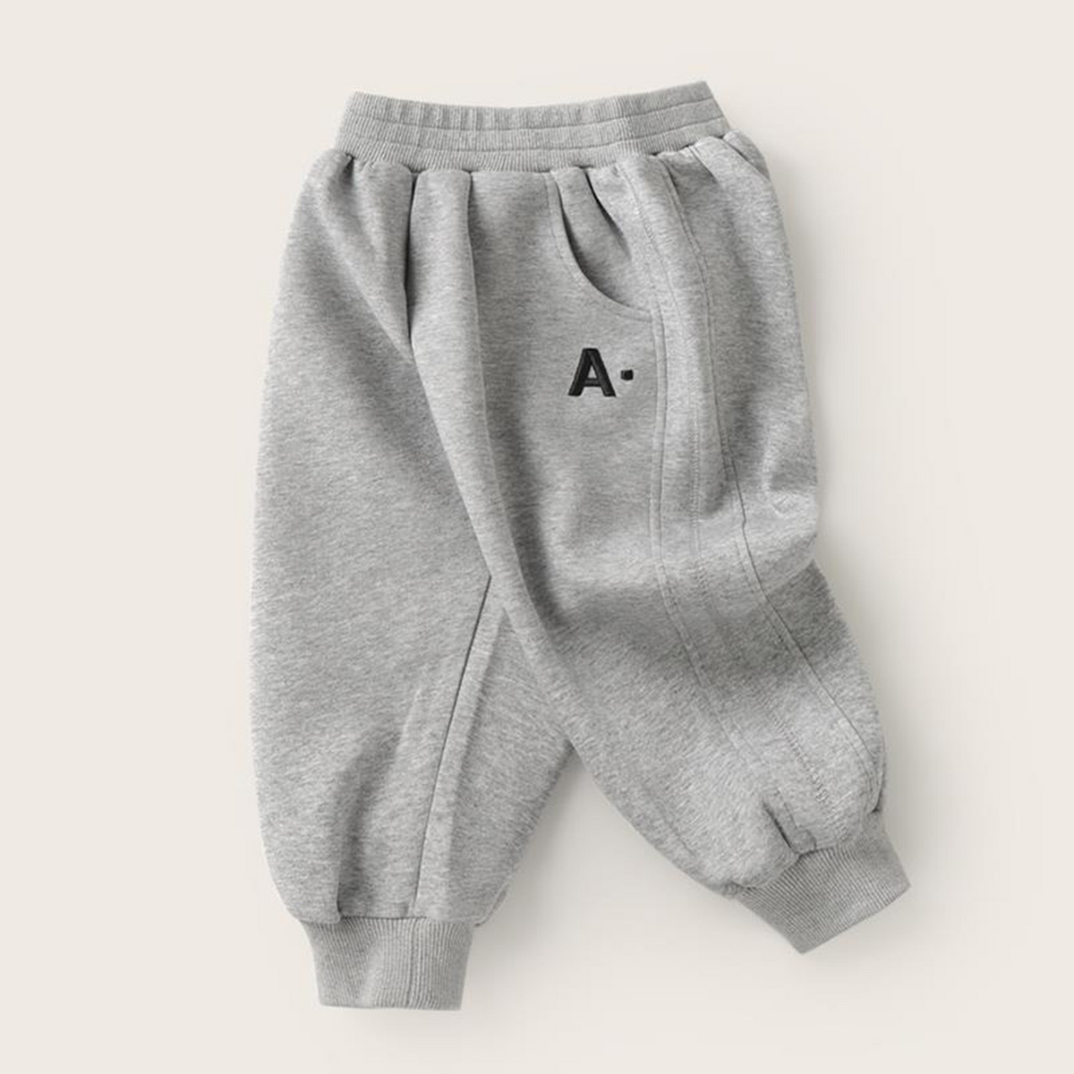 Minimalist Autumn Unisex Kids' Casual Pants, Ages 2-7 | Color: Light Grey | Image 3