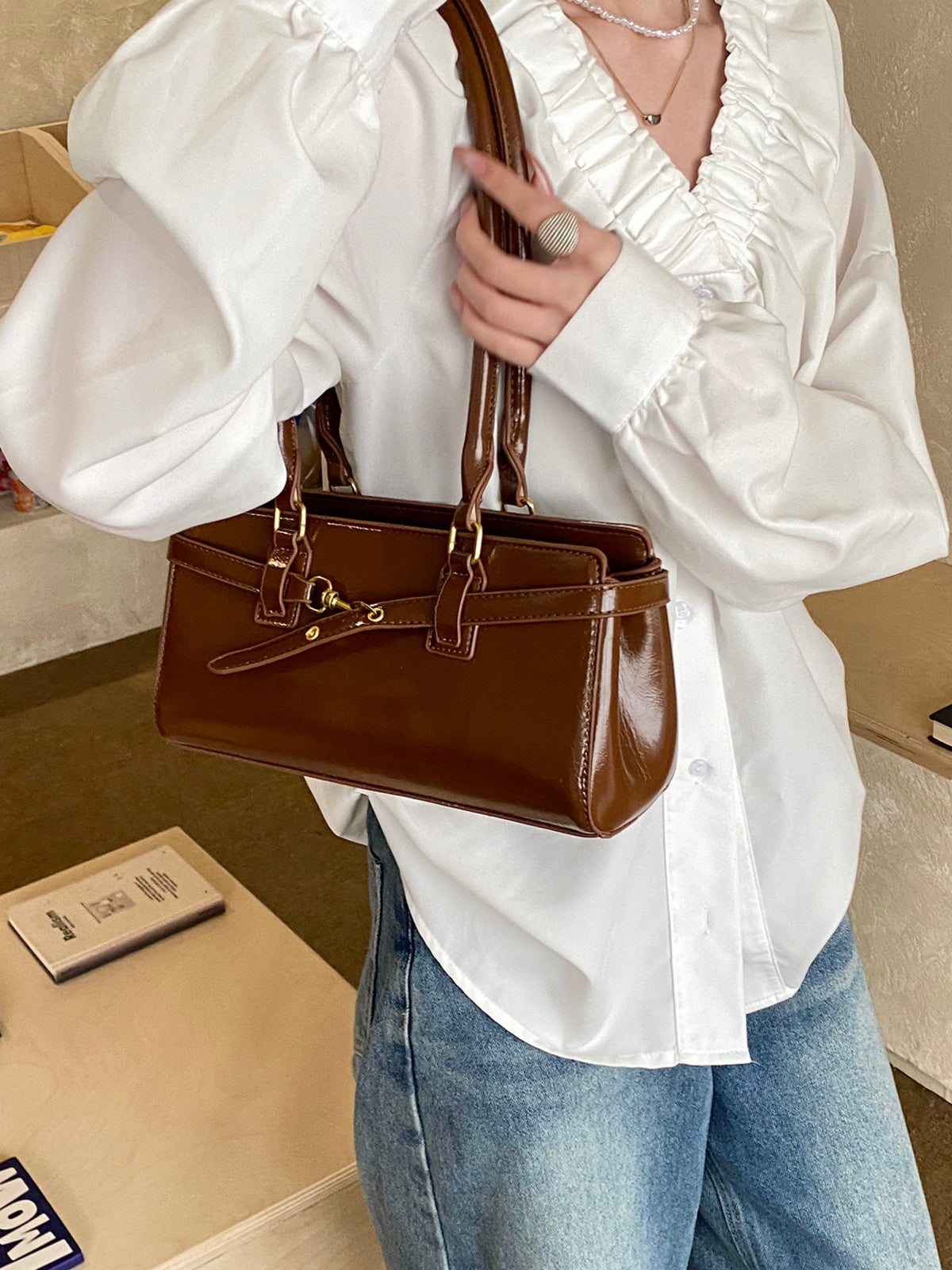 Modern Chic All-Season PU/Artificial Leather/Microfiber Leather Women's Shoulder Bags Other Bags | Color: Brown | Image 2