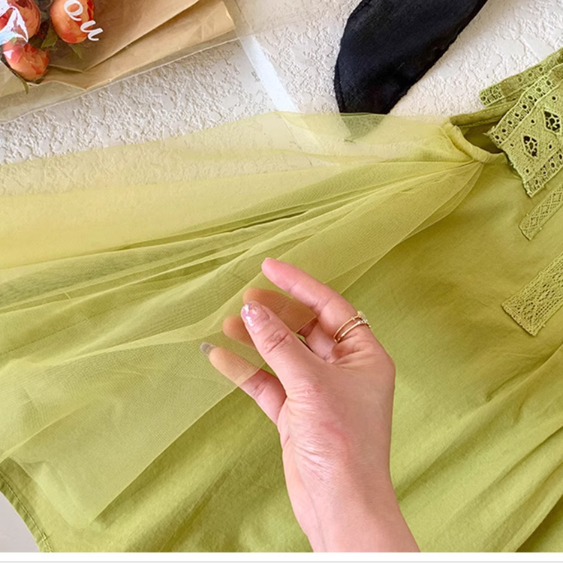 Casual Sporty Summer Girls' A-Line Dress, Ages 2-9 | Color: Green | Image 2