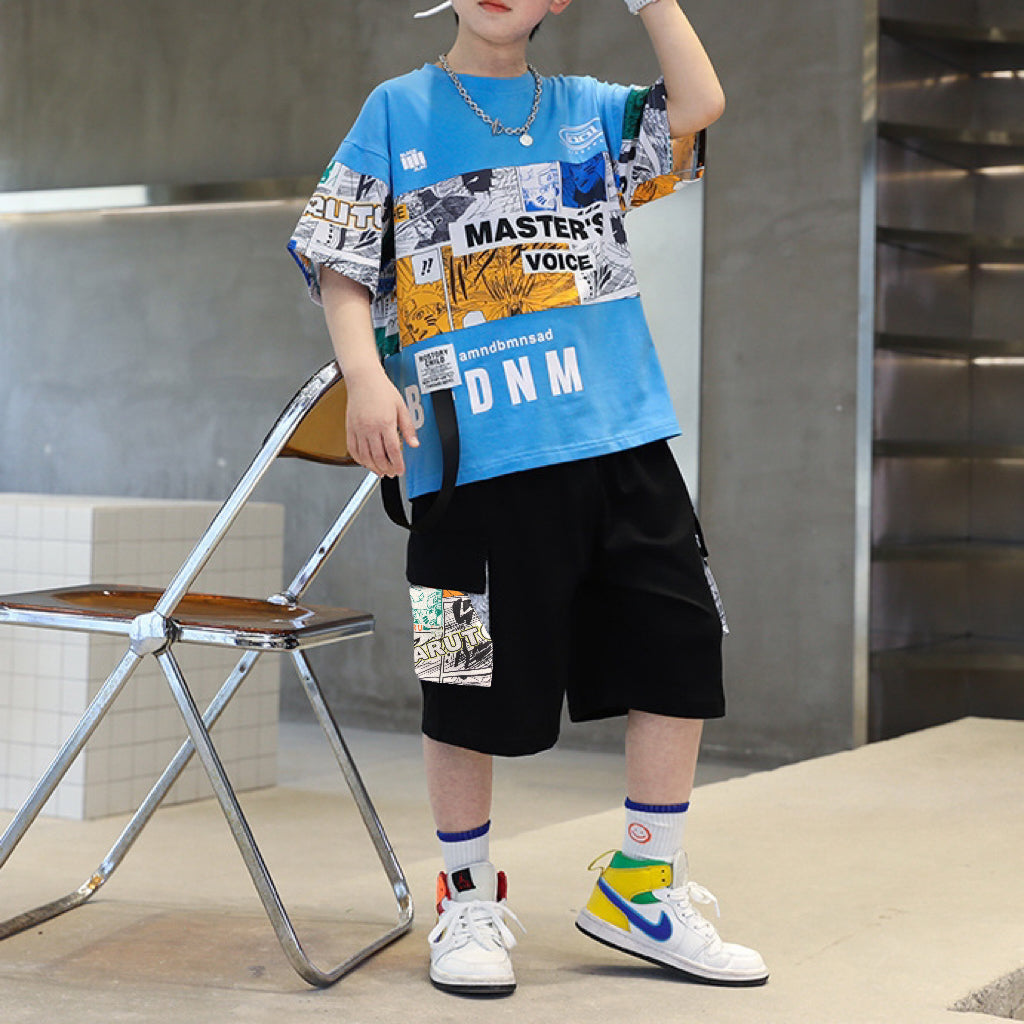 Minimalist Summer 2-Piece Boys' Pants Suit, Ages 3-14 | Color: Blue | Image 1