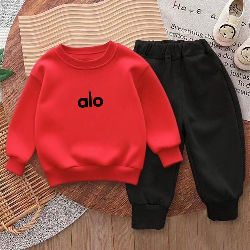 Modern Chic All-Season Minimalist Autumn 2-Piece Unisex Kids' Pants Suit, Ages 2-9 | Color: Red | Image 1