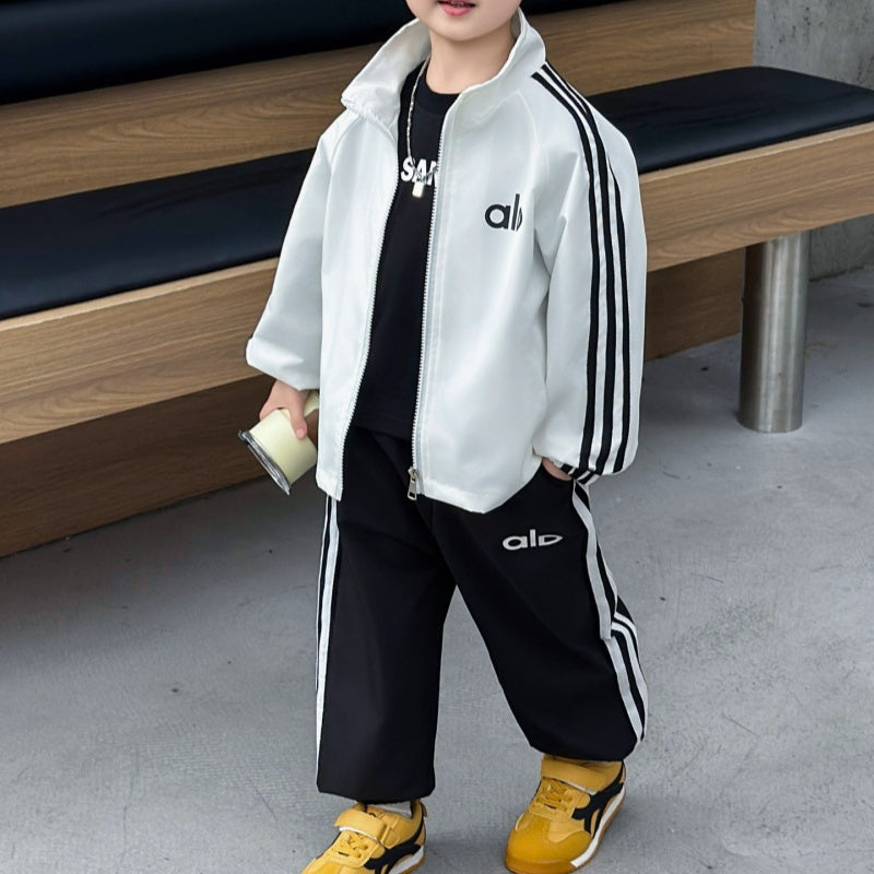 Modern Chic All-Season Minimalist Autumn 2-Piece Boys' Pants Suit, Ages 2-11 | Color: White | Image 1