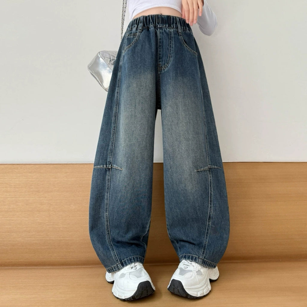 Casual Sporty Autumn Girls' Jeans, Ages 4-14 | Color: Blue | Image 1