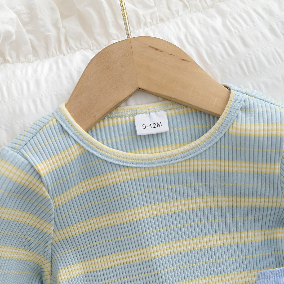 Minimalist Autumn 2-Piece Unisex Baby Pants Suit, Ages 0-12 Months | Color: Blue | Image 2