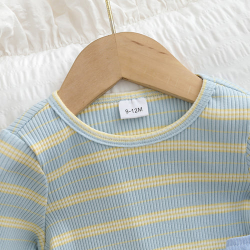 Minimalist Autumn 2-Piece Unisex Baby Pants Suit, Ages 0-12 Months | Color: Blue | Image 2