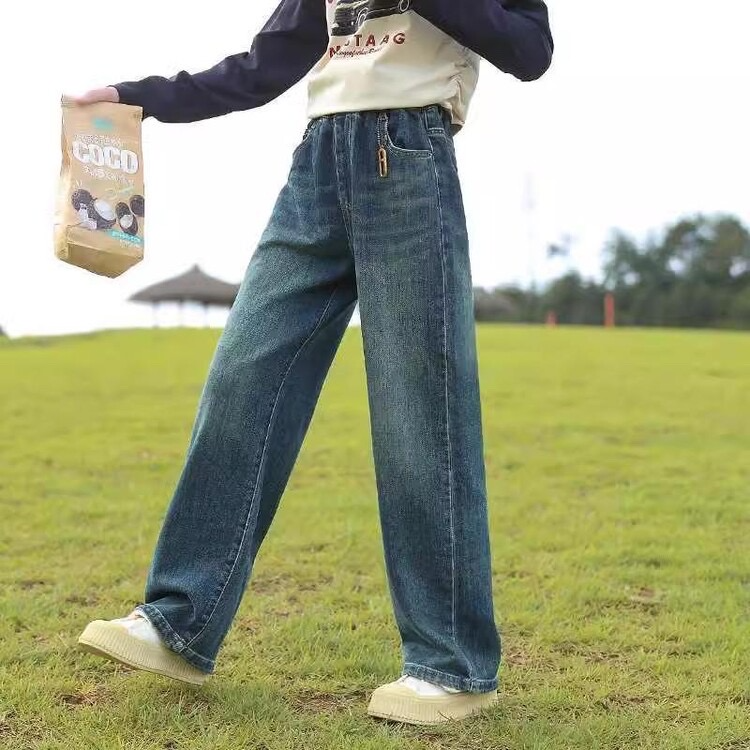 Casual Sporty Autumn Girls' Jeans, Ages 4-14 | Color: Blue | Image 3