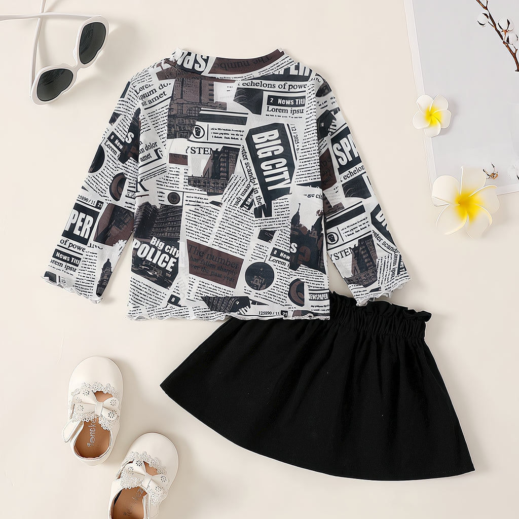 Trendy Autumn 2-Piece Baby Girls' Dress Suit, Ages 0-12 Months | Color: Grey | Image 3