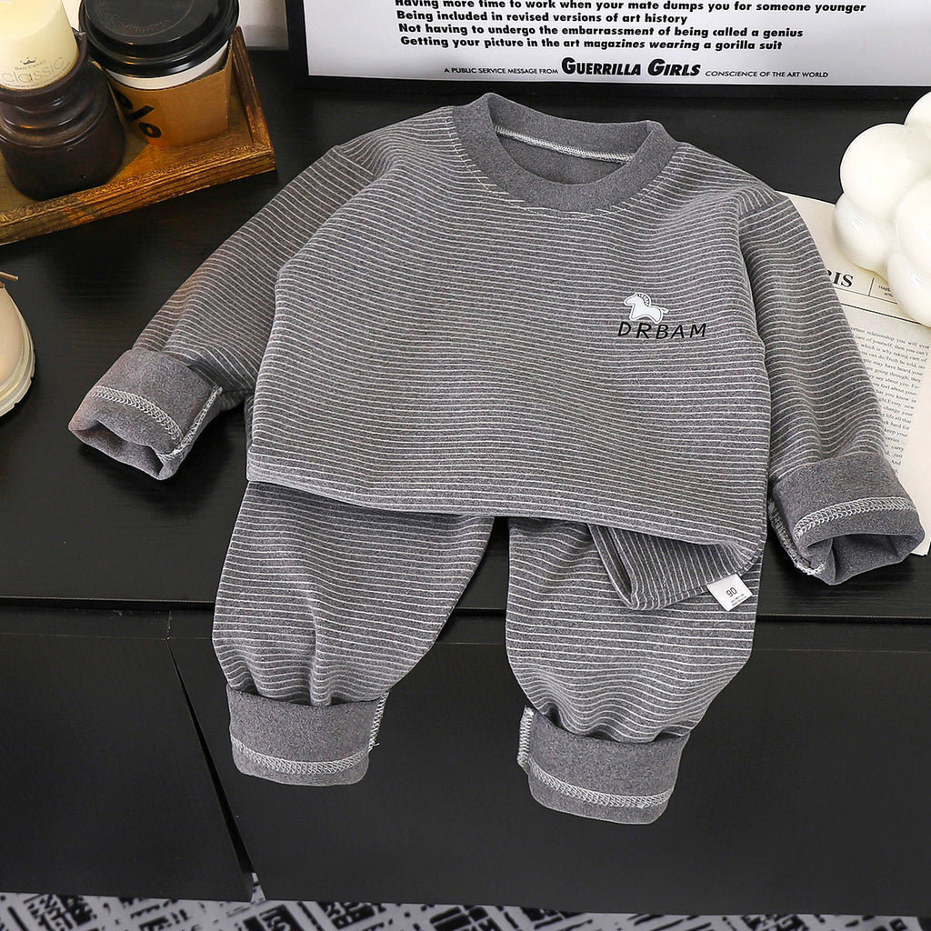 Minimalist Winter 2-Piece Unisex Kids' Pajama Set, Ages 2-9 | Color: Grey | Image 1