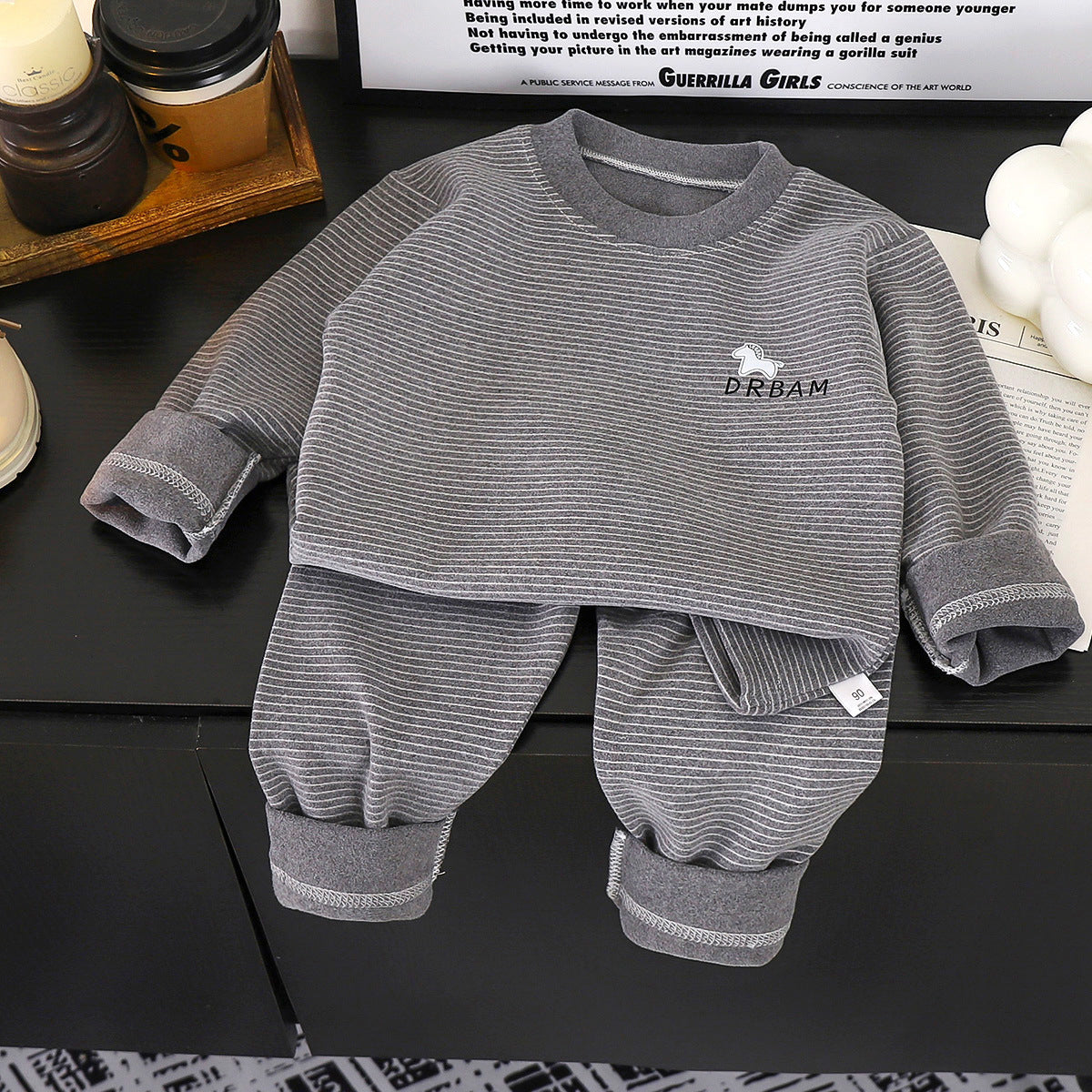 Minimalist Winter 2-Piece Unisex Kids' Pajama Set, Ages 2-9 | Color: Grey | Image 1