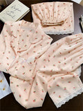 Minimalist Summer 3 Pcs Women 's Short  Sleeve Night Set | Color: Pink | Image 1