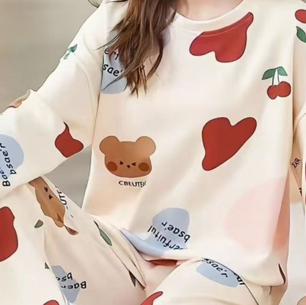Sweet Feminine All-Season 2 Pcs Women 's Long Sleeve Sleep Set | Color: Style 3 | Image 3