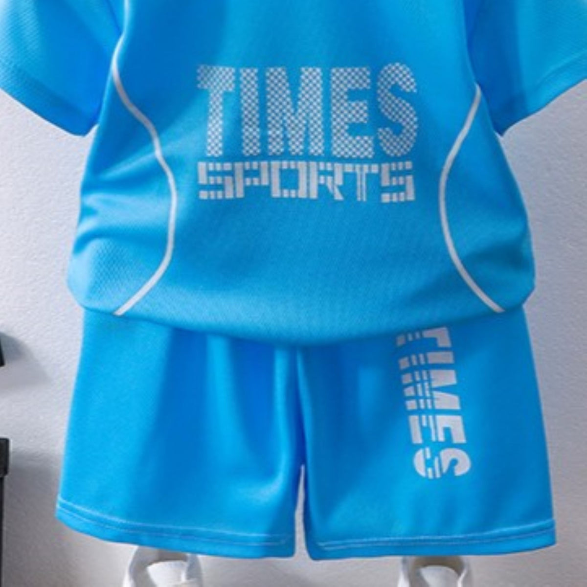 Minimalist Summer 2-Piece Unisex Kids' Pants Suit, Ages 3-13 | Color: Blue | Image 2