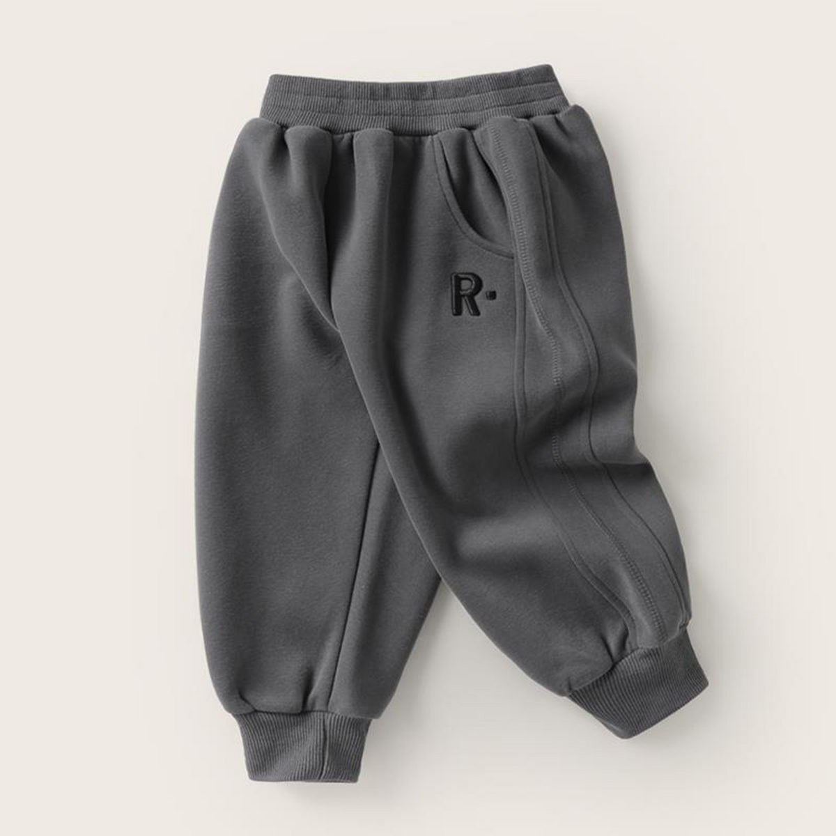 Minimalist Autumn Unisex Kids' Casual Pants, Ages 2-7 | Color: Dark Grey | Image 3