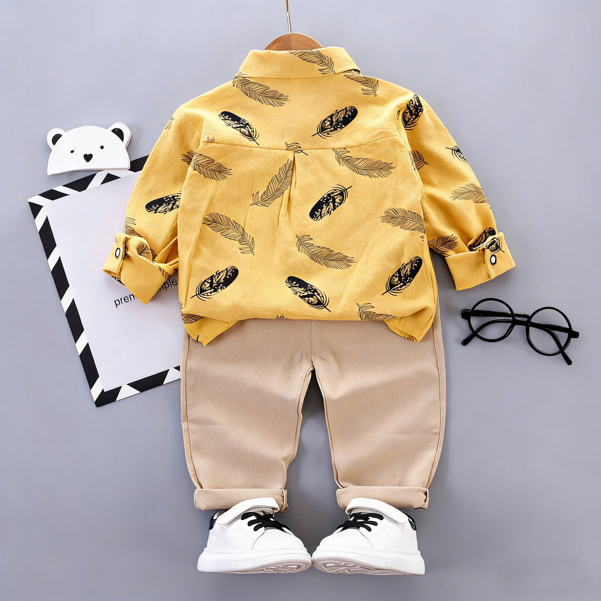 Minimalist Spring 2-Piece Baby Boys' Pants Suit, Ages 9-24 Months | Color: Yellow | Image 3