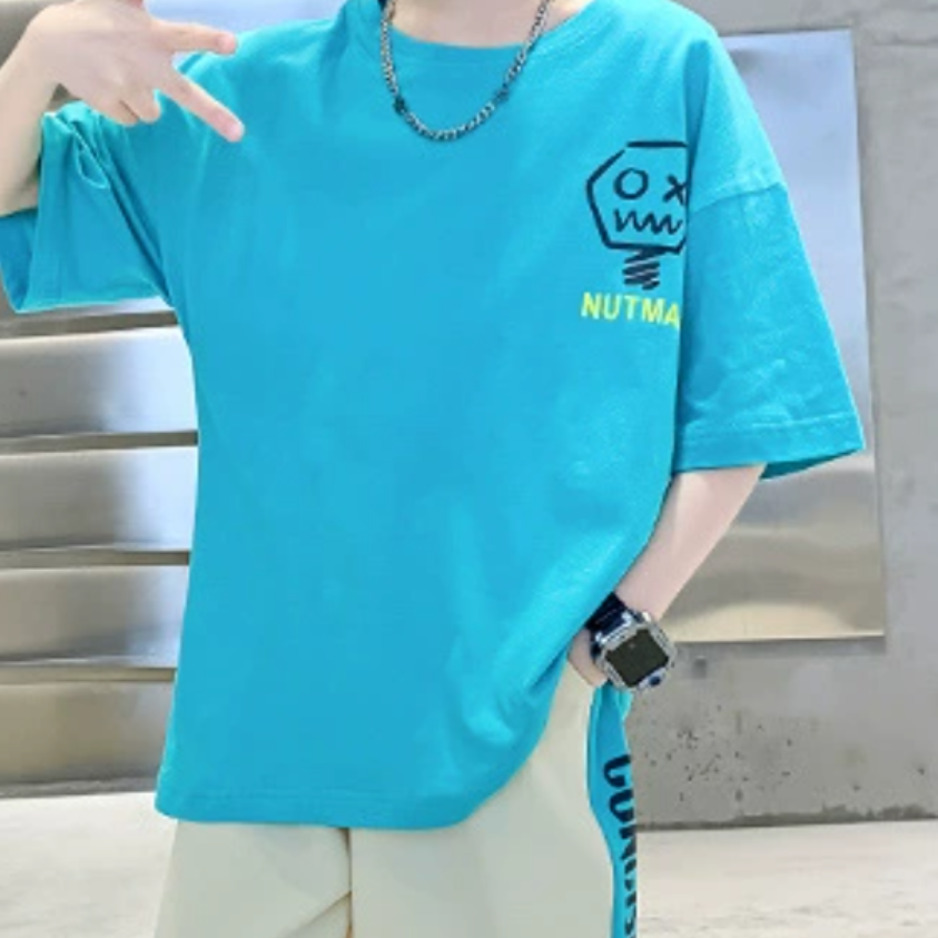Minimalist Summer 2-Piece Boys' Pants Suit, Ages 3-14 | Color: Blue | Image 2