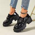 Modern Chic All-Season PU/Artificial Leather/Microfiber Leather Women's Platform Heels | Color: Black | Image 1