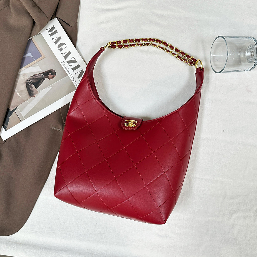 Modern Chic All-Season PU/Artificial Leather/Microfiber Leather Women's Handbags Tote Bags | Color: Red | Image 3