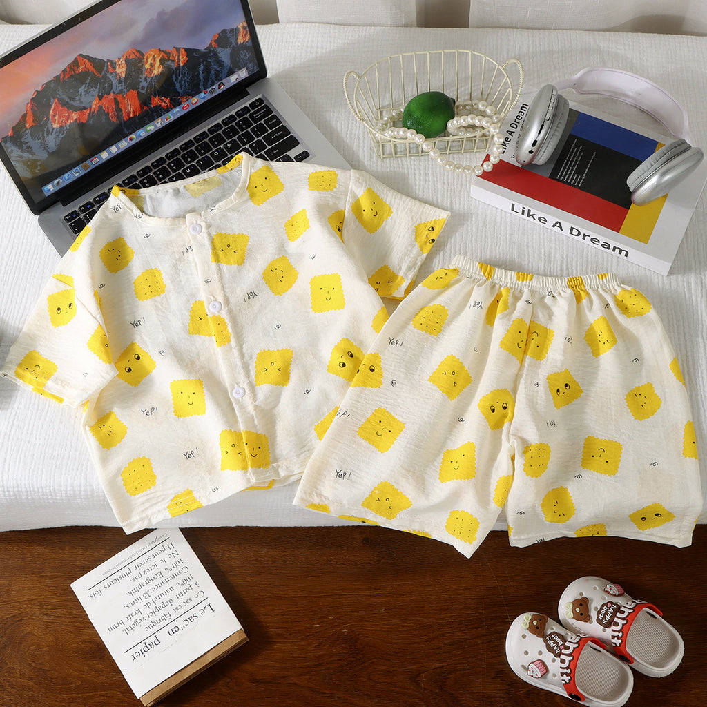 Minimalist Summer 2-Piece Unisex Kids' Pajama Set, Ages 2-9 | Color: Style 1 | Image 1