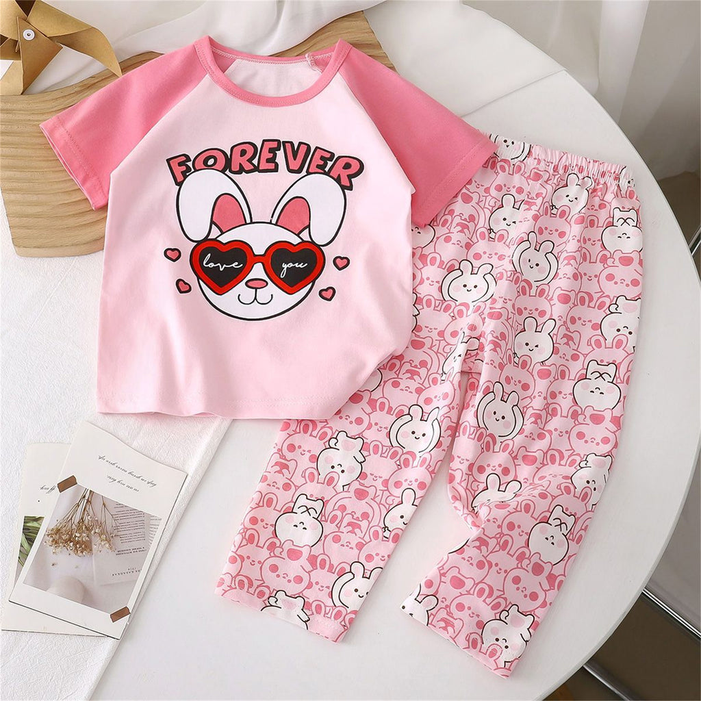 Casual Sporty Summer 2-Piece Unisex Kids' Pajama Set, Ages 2-9 | Color: Style 3 | Image 2