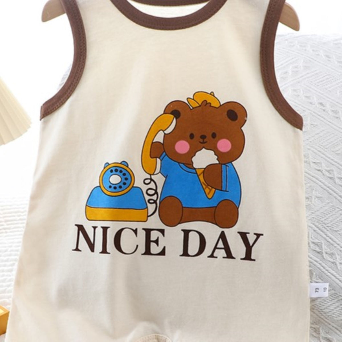 Minimalist Summer Unisex Baby Jumpsuit, Ages 1-12 Months | Color: Coffee | Image 3